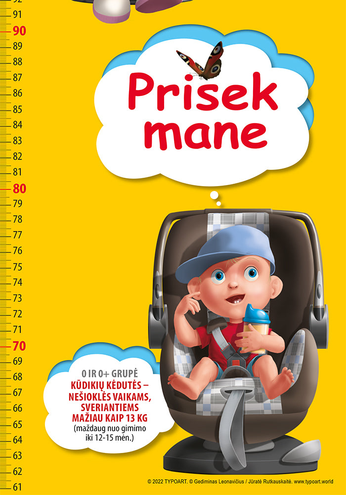 Vaikiška automobilio saugos kėdutė ūgio matuoklis TYPOART