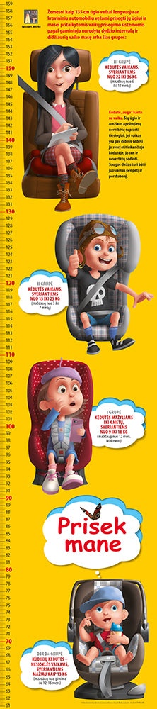 Vaikiška automobilio saugos kėdutė ūgio matuoklis TYPOART