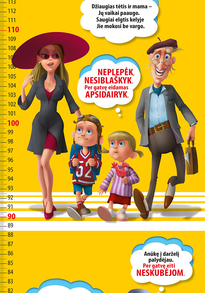 saugaus elgesio kelyje taisyklės ūgio matuoklis TYPOART