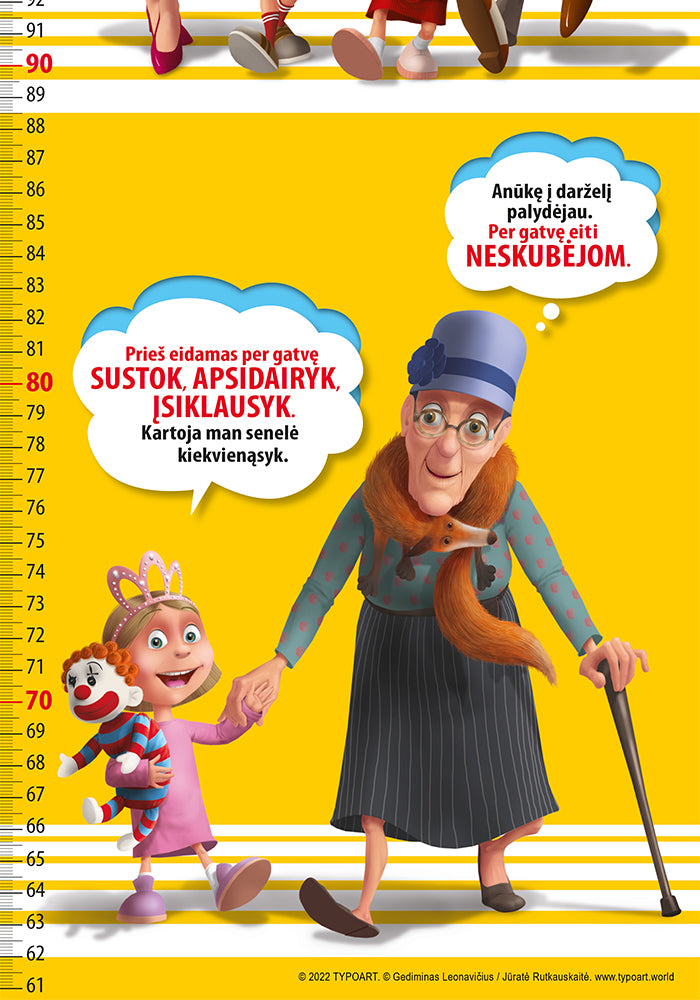 saugaus elgesio kelyje taisyklės ūgio matuoklis TYPOART