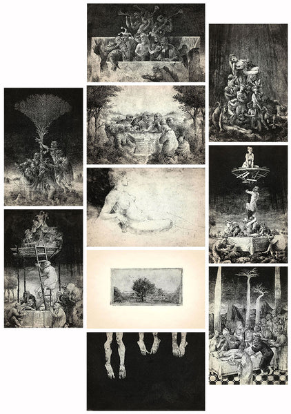 original art etching postcard snailmail Gediminas Leonavičius TYPOART