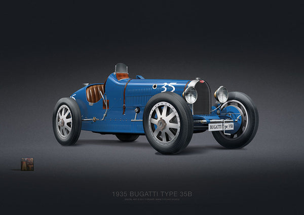 Bugatti type 35B 1935 wallpaper art vintage car 