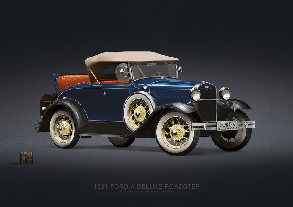 Ford A Deluxe Roadster 1931 vintage cars wallpaper art