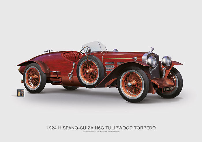 Hispano-Suiza H6C Tulipwood Torpedo 1924 / Fine art print 