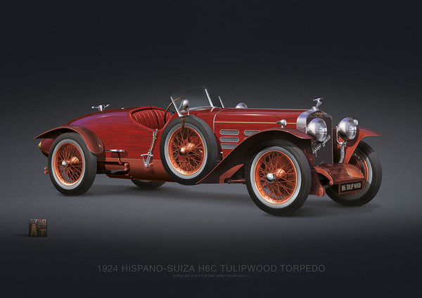 Hispano-Suiza H6C Tulipwood Torpedo 1924 vintage cars wallpaper art