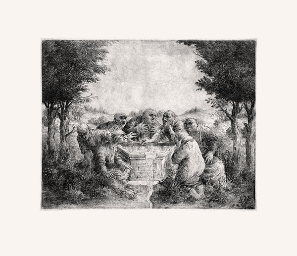 Dice game original art etching fine art reproduction Gediminas Leonavicius TYPOART souvenirs gift